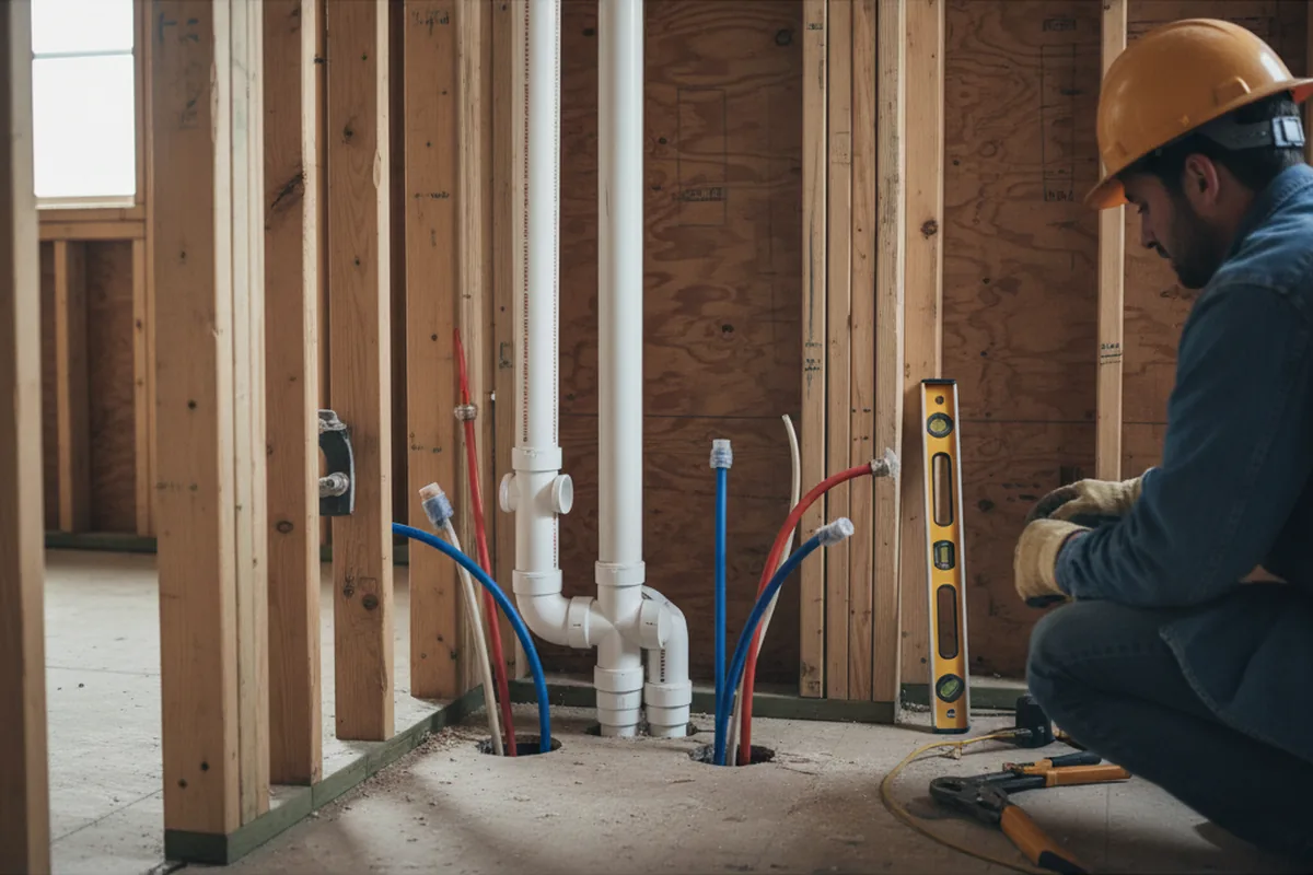 Drain and supply rough-in during Garbage Disposal Repair in Lacona