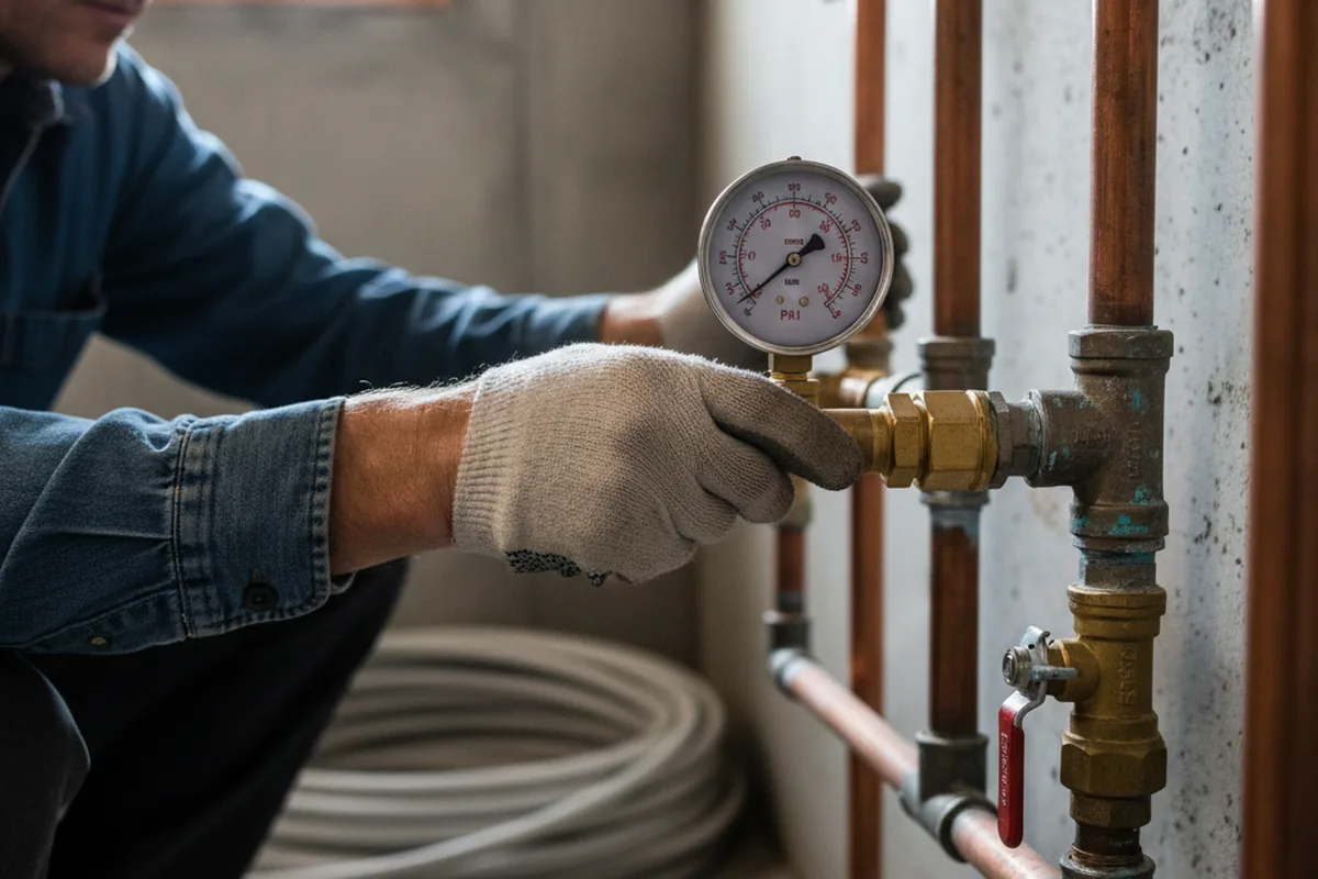 Pressure testing a repaired line during Water Line Repair in Lacona